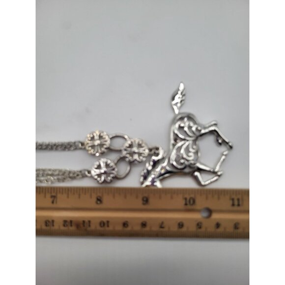 Silver Tone Western Cowgirl Ranch Country Horse Statement Necklace Rhinestone - Picture 7 of 9